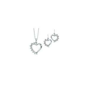   Heart Pendant and Drop Earrings Set in Sterling Silver cad items