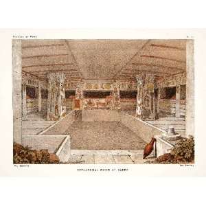 1890 Chromolithograph Ancient Caere Italy Tomb Sepulchral Interior 