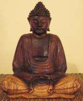 8in Handcarved Wood Bali Buddha Meditative V  