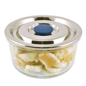  Round Airtight Glass Container with Stainless Steel Lid   Large 