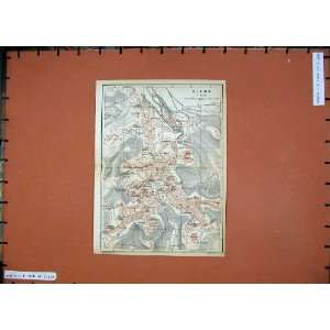 1930 Colour Map Italy Plan Siena San Gimignano 