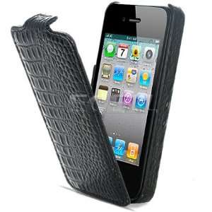  Ecell   NEW BLACK CROCO LEATHER CLAM CASE FOR APPLE iPHONE 