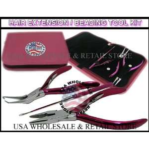 USA W&R BRAND PINK Micro Ring Hair Extension & Beading Tool Kit Plier 