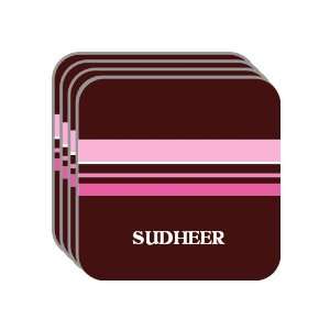 Personal Name Gift   SUDHEER Set of 4 Mini Mousepad Coasters (pink 