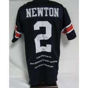  Cam Newton Autographed Uniform   2010 Heisman Stat Auburn 