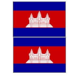  2 Cambodia Cambodian Flag Stickers Decal Bumper Window 