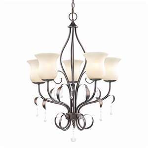   Rubbed Bronze Camelot Five Light Chandelier from the Camelot Series