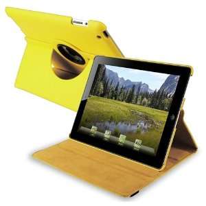 Yellow 360 degree Leather Case with FREE Anti Glare LCD 