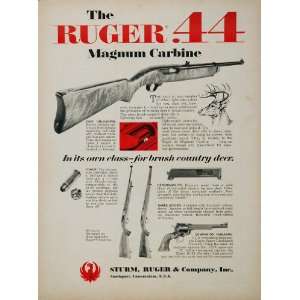 1967 Ad Sturm Ruger .44 Magnum Carbine Deer Hunting   Original Print 