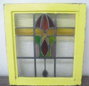 OLD ENGLISH STAINED GLASS WINDOW Very Colorful Design  
