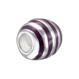    28126 Silver 09.00 Mm Kera Oval Purple Enamel Bead Jewelry