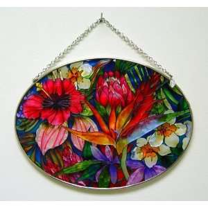  Stained Glass Hawaiian Tropical Floral Flower Art