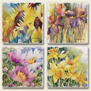 Flower Fest Set of 4 Absorbent Stone Coasters  