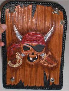 Bill Wall #1 TOOLED LEATHER WALLET PIRATE Rare BWL  