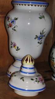 VERY LARGE FRENCH COOKIE CANDY JAR HAND PAINTED w LID#1  