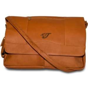 Pangea Tan Leather Laptop Messenger Bag   Toronto Blue Jays  