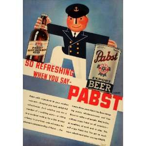   Pabst Blue Ribbon Beer Keglined   Original Print Ad