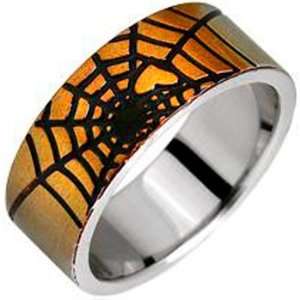    Size 11  Spikes 316L Stainless Steel Spider Web Ring Jewelry