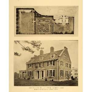  1909 House Garden Design A.C. Potter Cambridge MA Print 