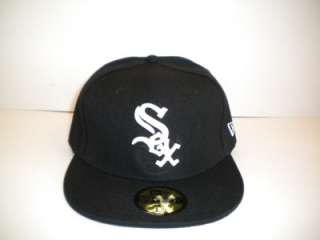 NEW MENS MLB CHICAGO WHITE SOX BLACK FITTED HAT CAP   7 1/2  