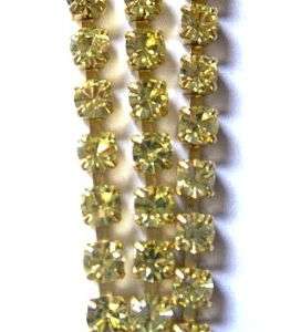 4mm*SS18 Jonquille Yellow Rhinestone Chain SILVERPLATE  