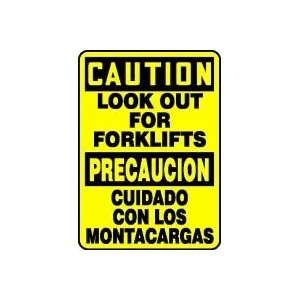 LOOK OUT FOR FORKLIFTS (BILINGUAL) Sign   14 x 10 Adhesive Vinyl