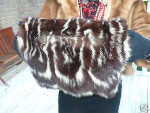 Mint Rare Civet or Spotted skunk Fur muff bag +free hat  
