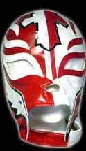 REY MYSTERIO LICENSED WWE REPLICA MASK 1/2 RED & WHITE  