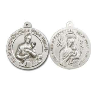 St. Gerard & Our Lady of Perpetual Help Medal, Sterling Silver Pendant 
