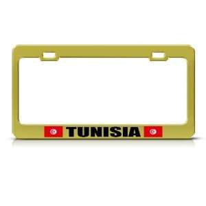Tunisia Flag Gold Country Metal license plate frame Tag Holder