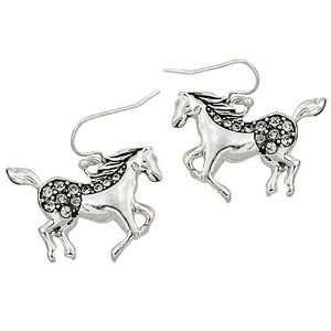  Clear Rhinestone Horse Dangle Earrings Fashion Jewelry 