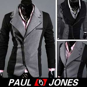 Handsome,Men’s Casual Slim line Splice Black / Grey Jacket Coats 