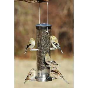 Thistle Tube, Small, Brushed Nickel, Quick Clean Base BirdFeeders 