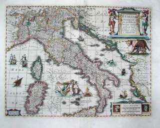 1633 Hondius Map ITALY   A True Cartographic Classic  