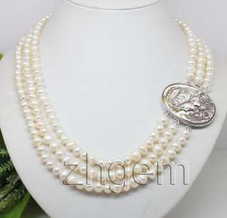 natural white freshwater Baroque pearl necklace carven  