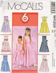 McCalls 4359 Girls Special Occasion Dresses 10 14 OOP  