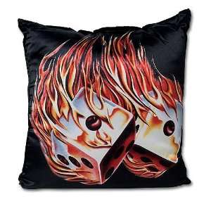  Flaming Dice Satin Cushion