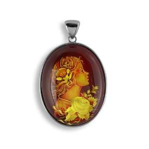   Faux Amber Rhodium Plated Meticulous Cameo Girly Goddess Woman Designs