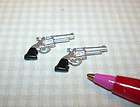 Miniature Detailed Pair of Plastic Black Handled Pistols DOLLHOUSE 