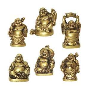  FIGURINE   BUDDHA GOLDEN ORIENTAL (SET 6) 2inH