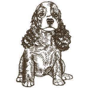 Fuzzy Cocker Spaniel Puppy Dog Outline Iron on Patch  