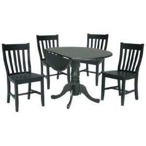   Moss Finish Dual Drop Leaf Table and Chairs Dining Set