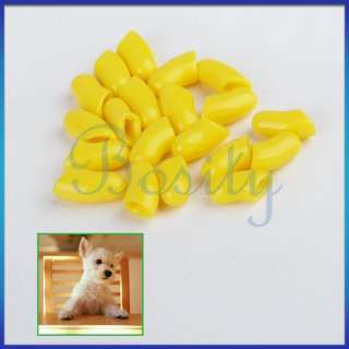 Dog Pet Cat Cats Kitty Paw Claw Nail Caps Yellow S 20pc  