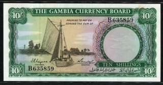 Gambia 1965 70, 10 Shillings, P1, Choice UNC  