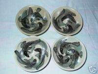 Set of 4 CBP Stoneware Bowl Bowls Coy Fish Design  