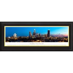   Charlotte, North Carolina Skyline Panoramic DELUXE Framed Print Home