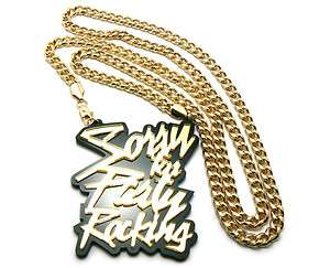 LMFAO Sorry for Party Rocking Pendant w/36 Cuban Chain Gold   In 
