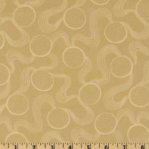  44 Wide Cafe Latte Circle Swirl Tea Stain/Natural Fabric 