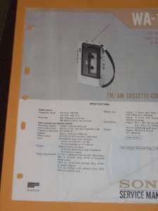 Sony Service/Repair Manual~WA 11 Walkman Cassette  