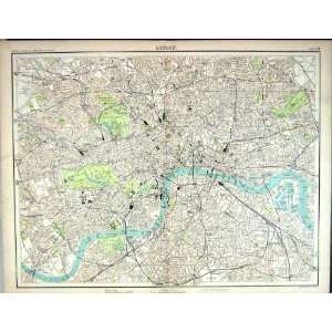   England 1891 Street Plan London River Thames Hyde Park